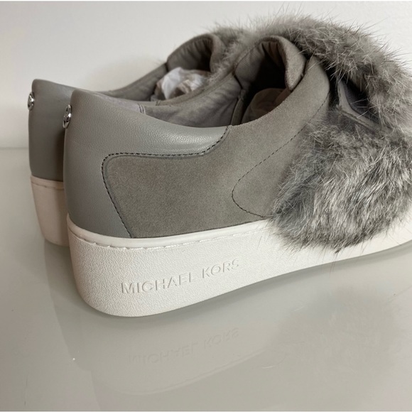 MICHAEL KORS Grey Fur Slip On Sneakers Size US 9.5 - Picture 8 of 9